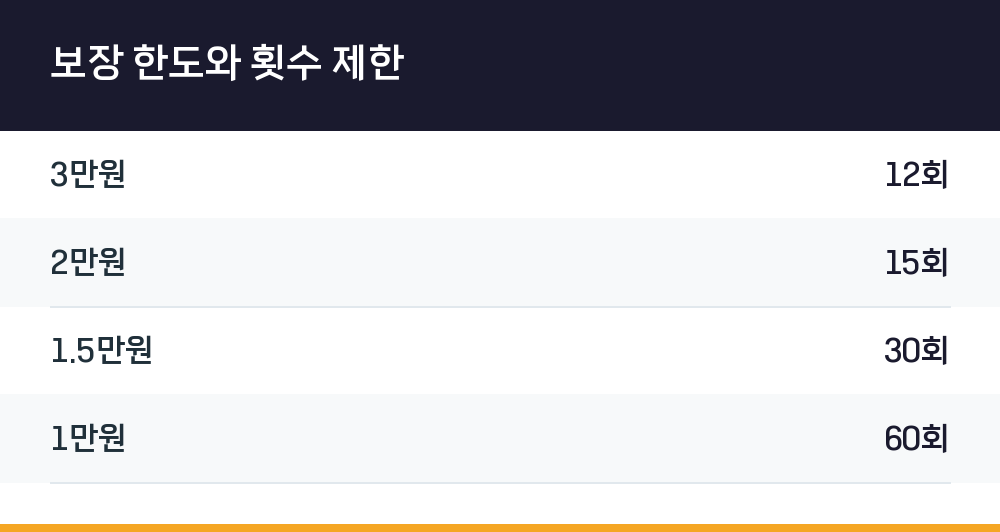 보장 한도와 횟수 제한
