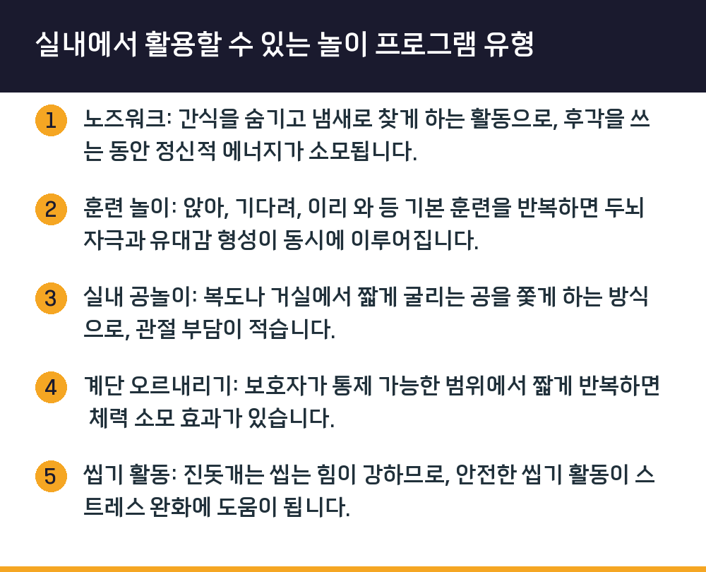 실내에서 활용할 수 있는 놀이 프로그램 유형