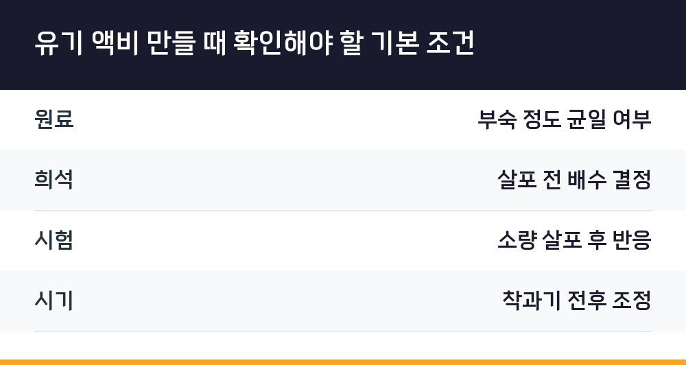 유기 액비 만들 때 확인해야 할 기본 조건