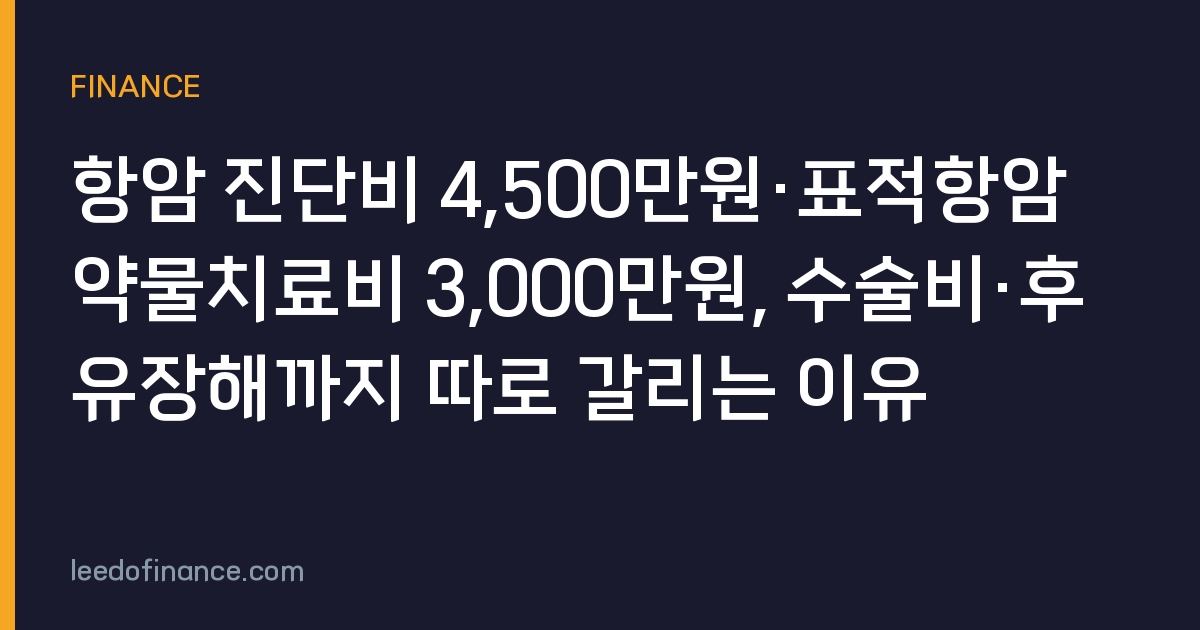 항암 진단비 4,500만원·표적항암약물치료비 3,000만원, 수술비·후유장해까지 따로 갈리는 이유