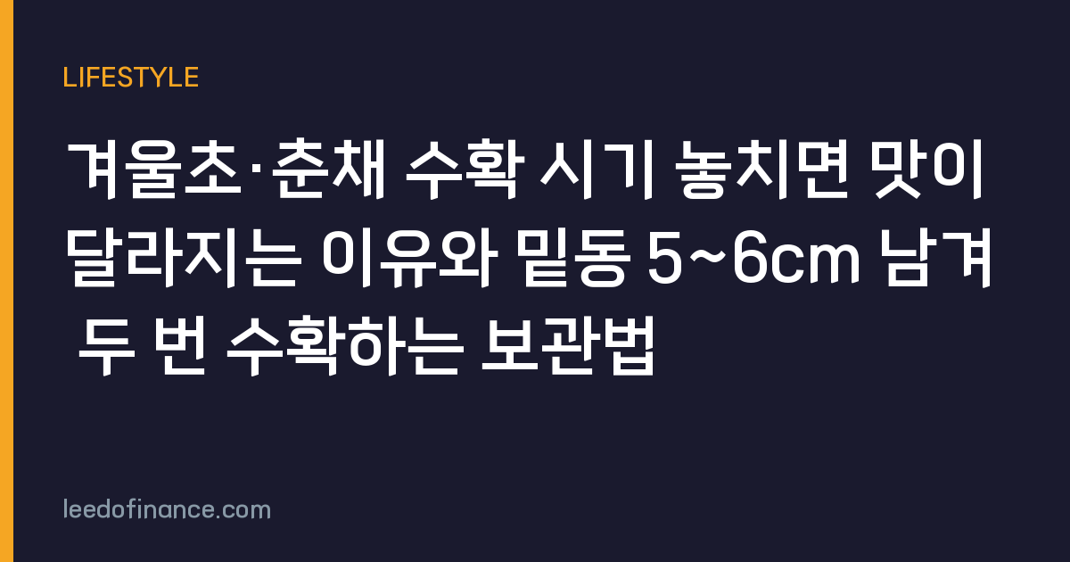 겨울초·춘채 수확 시기 놓치면 맛이 달라지는 이유와 밑동 5~6cm 남겨 두 번 수확하는 보관법