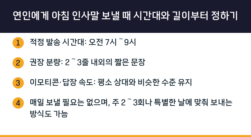 연인에게 아침 인사말 보낼 때 시간대와 길이부터 정하기