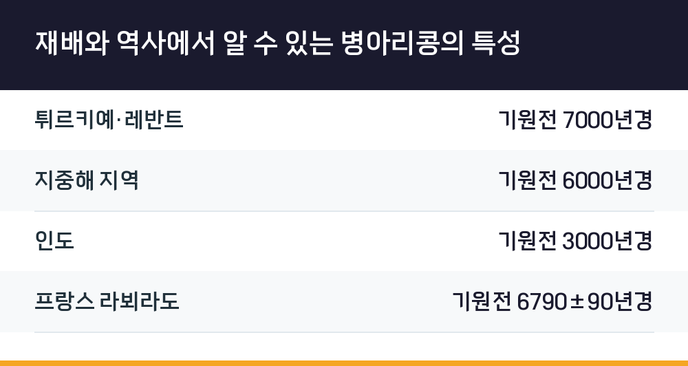 재배와 역사에서 알 수 있는 병아리콩의 특성
