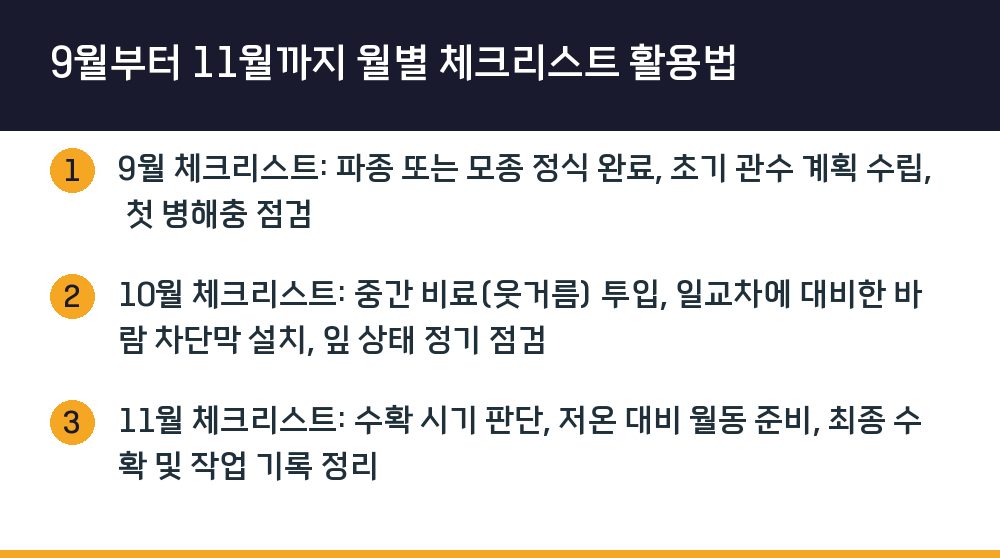 9월부터 11월까지 월별 체크리스트 활용법