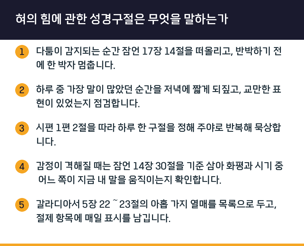 혀의 힘에 관한 성경구절은 무엇을 말하는가