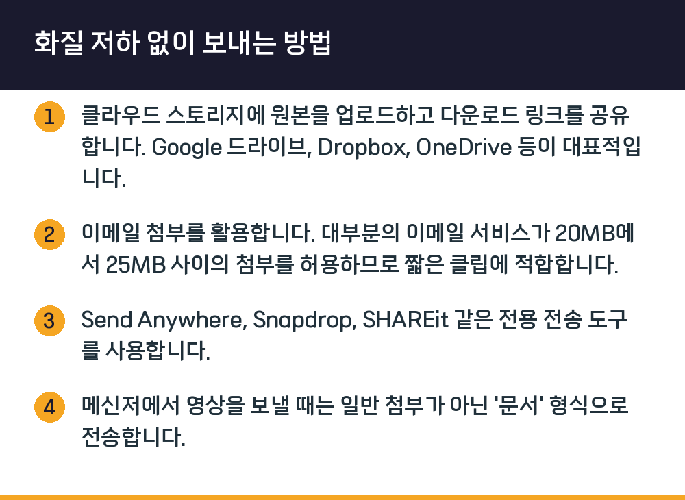 화질 저하 없이 보내는 방법