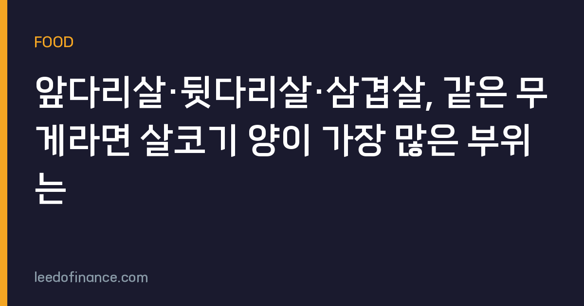 앞다리살·뒷다리살·삼겹살, 같은 무게라면 살코기 양이 가장 많은 부위는