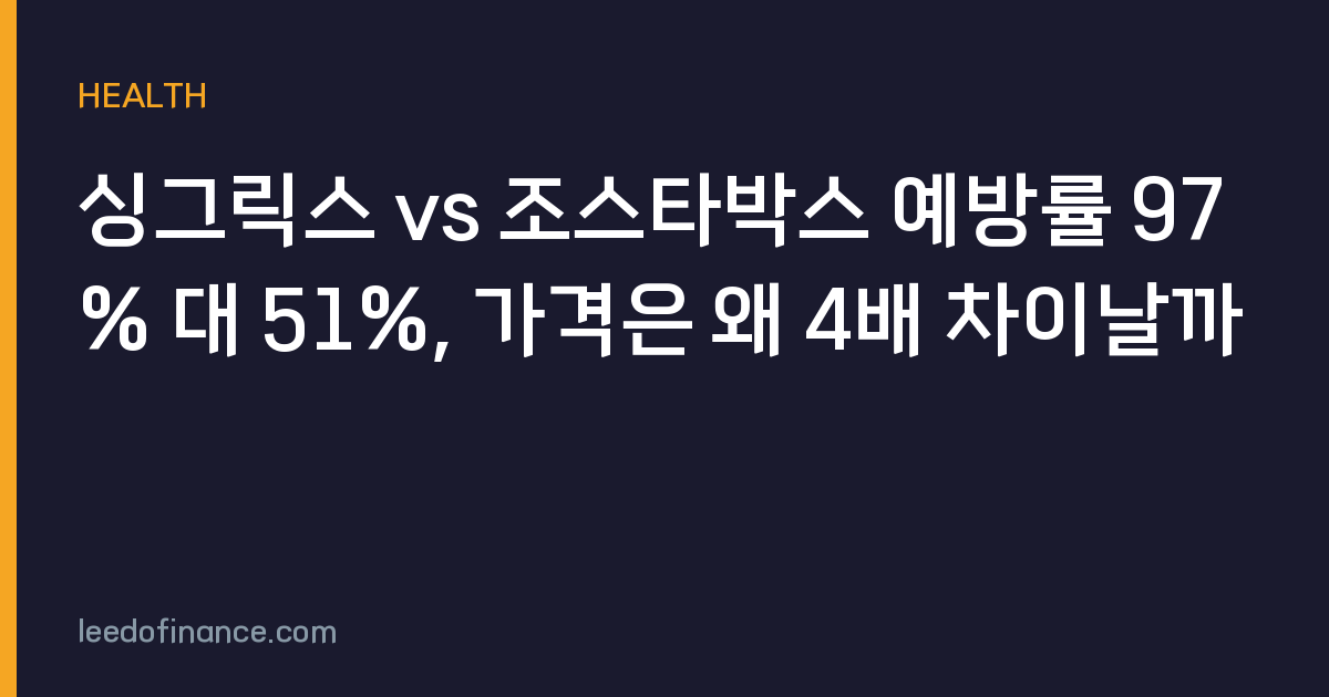 싱그릭스 vs 조스타박스 예방률 97% 대 51%, 가격은 왜 4배 차이날까