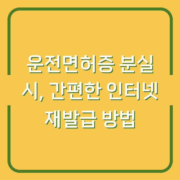 운전면허증 분실 시, 간편한 인터넷 재발급 방법