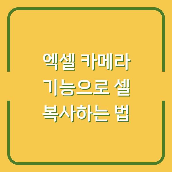 엑셀 카메라 기능으로 셀 복사하는 법