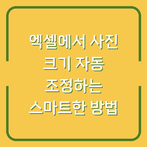 엑셀에서 사진 크기 자동 조정하는 스마트한 방법