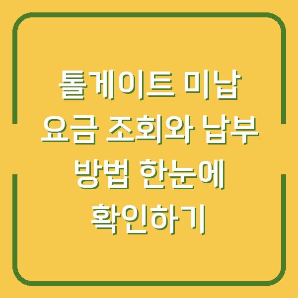 톨게이트 미납 요금 조회와 납부 방법 한눈에 확인하기