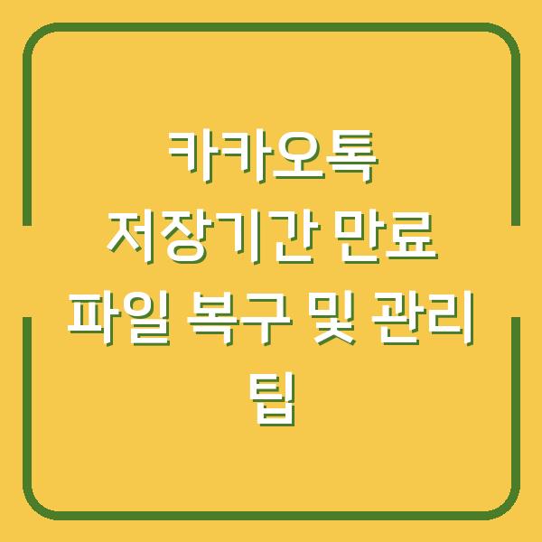 카카오톡 저장기간 만료 파일 복구 및 관리 팁