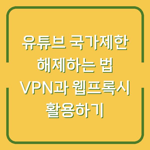 유튜브 국가제한 해제하는 법 VPN과 웹프록시 활용하기