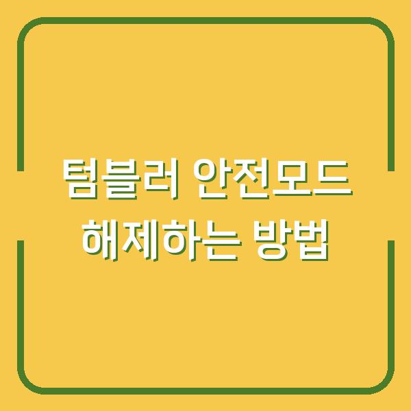 텀블러 안전모드 해제하는 방법