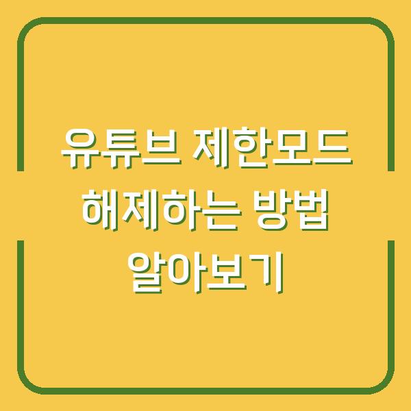 유튜브 제한모드 해제하는 방법 알아보기