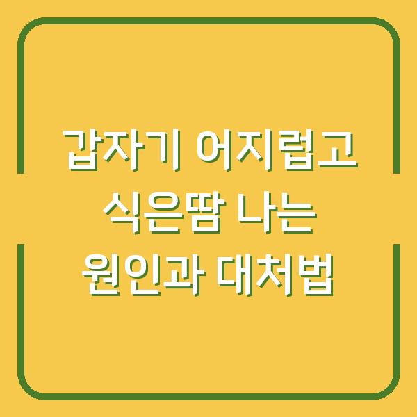 갑자기 어지럽고 식은땀 나는 원인과 대처법