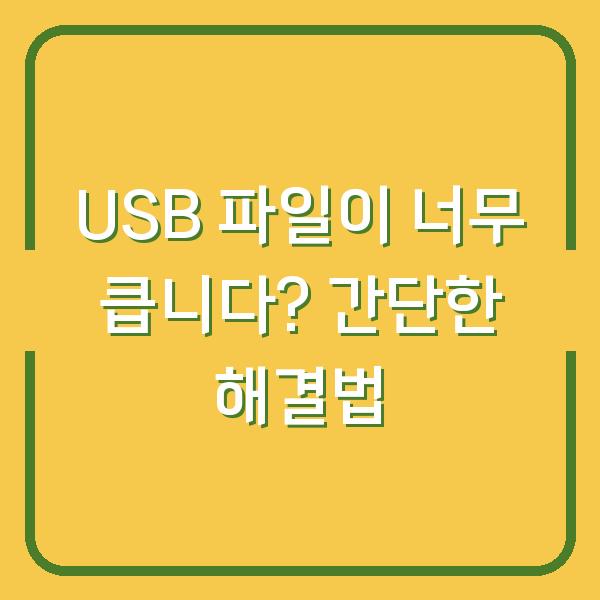 USB 파일이 너무 큽니다? 간단한 해결법