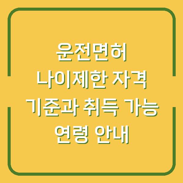 운전면허 나이제한 자격 기준과 취득 가능 연령 안내