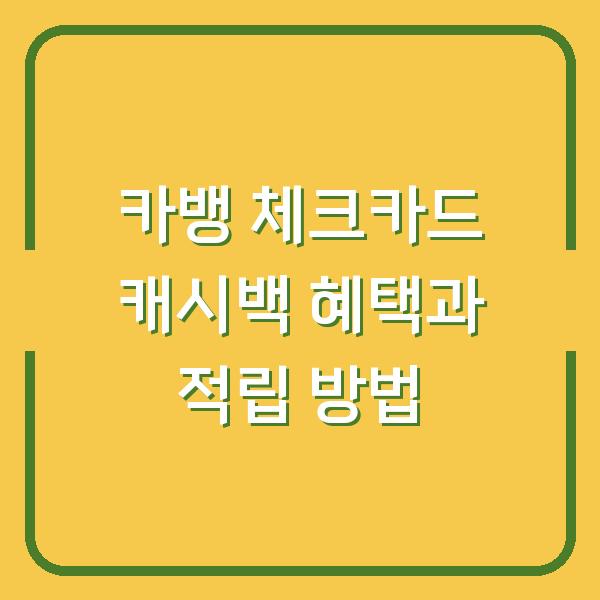 카뱅 체크카드 캐시백 혜택과 적립 방법