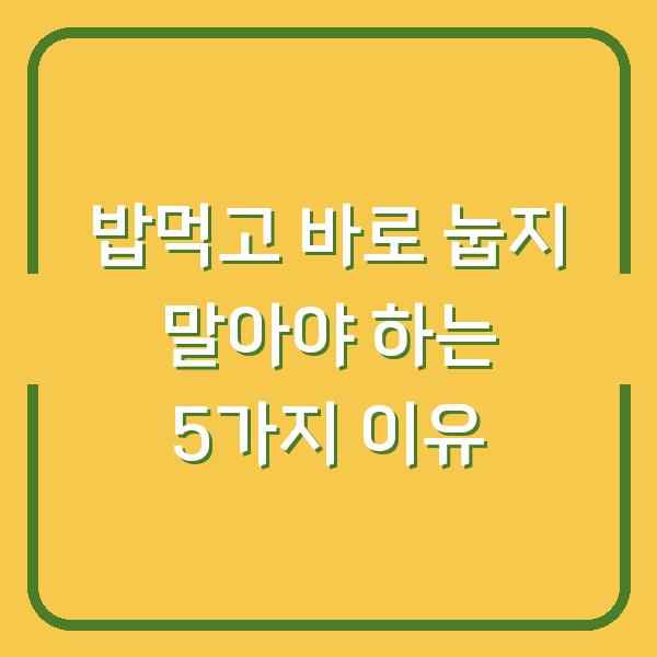 밥먹고 바로 눕지 말아야 하는 5가지 이유