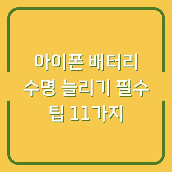 아이폰 배터리 수명 늘리기 필수 팁 11가지