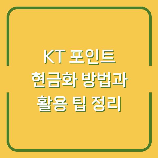 KT 포인트 현금화 방법과 활용 팁 정리