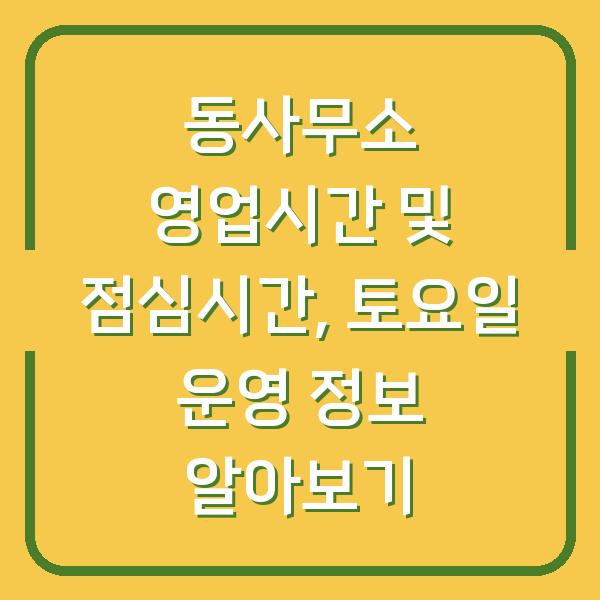 동사무소 영업시간 및 점심시간, 토요일 운영 정보 알아보기