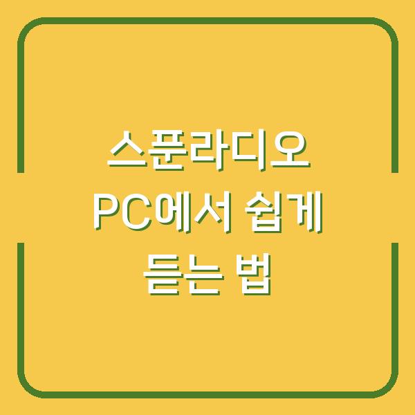 스푼라디오 PC에서 쉽게 듣는 법