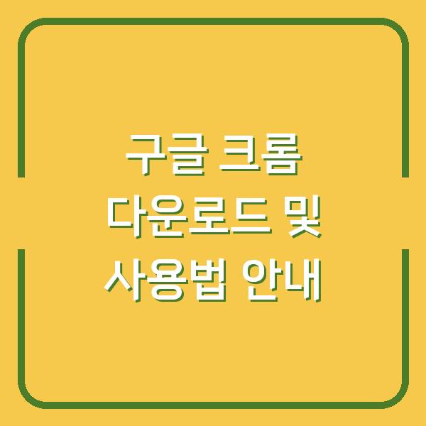 구글 크롬 다운로드 및 사용법 안내