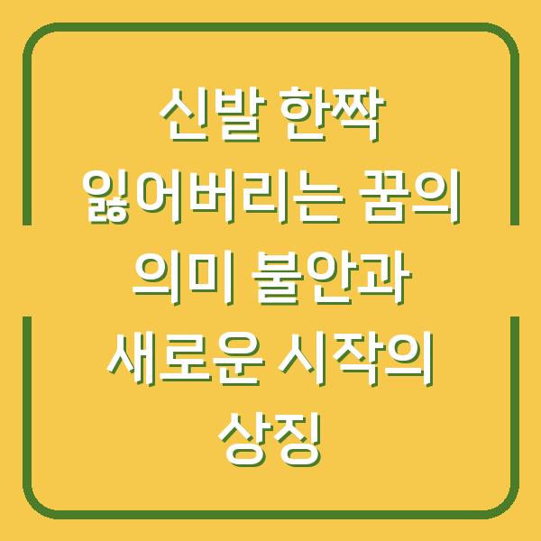 신발 한짝 잃어버리는 꿈의 의미 불안과 새로운 시작의 상징