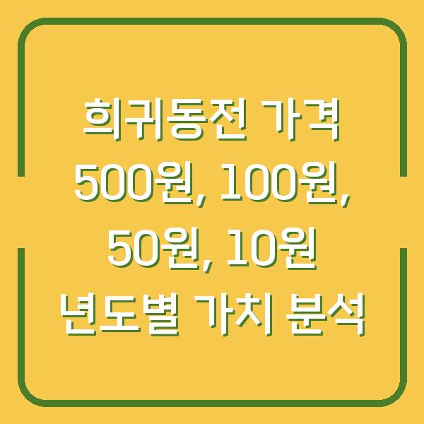 희귀동전 가격 500원, 100원, 50원, 10원 년도별 가치 분석