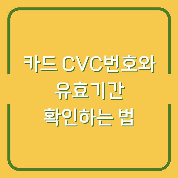 카드 CVC번호와 유효기간 확인하는 법