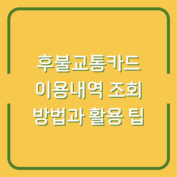 후불교통카드 이용내역 조회 방법과 활용 팁