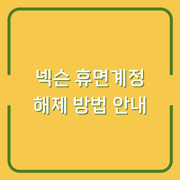 넥슨 휴면계정 해제 방법 안내