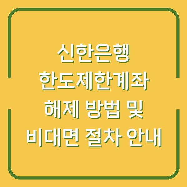 신한은행 한도제한계좌 해제 방법 및 비대면 절차 안내