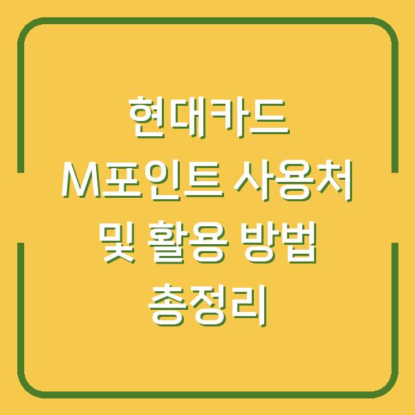 현대카드 M포인트 사용처 및 활용 방법 총정리