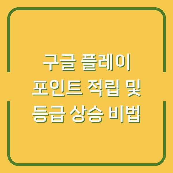 구글 플레이 포인트 적립 및 등급 상승 비법