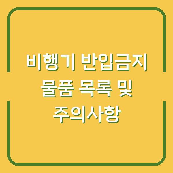 비행기 반입금지 물품 목록 및 주의사항