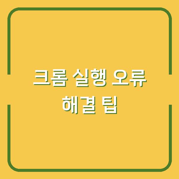 크롬 실행 오류 해결 팁