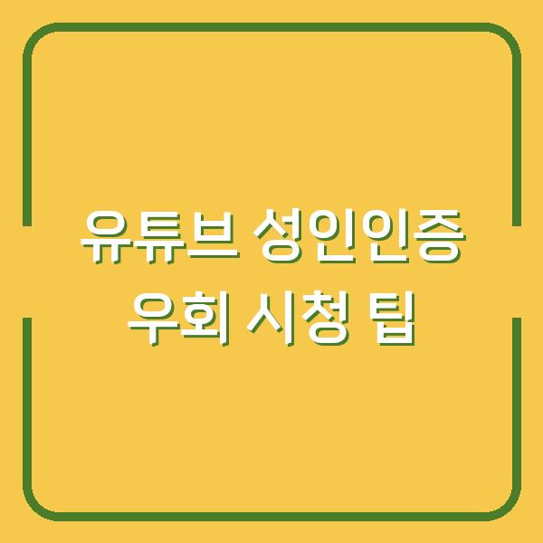 유튜브 성인인증 우회 시청 팁