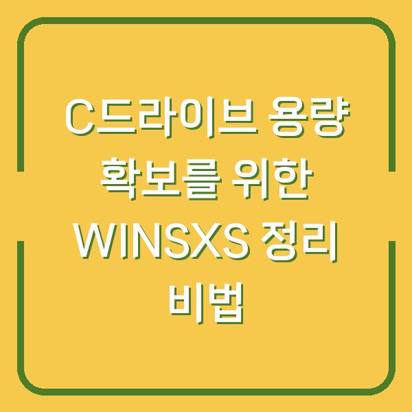 C드라이브 용량 확보를 위한 WINSXS 정리 비법