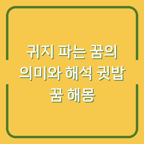 귀지 파는 꿈의 의미와 해석 귓밥 꿈 해몽