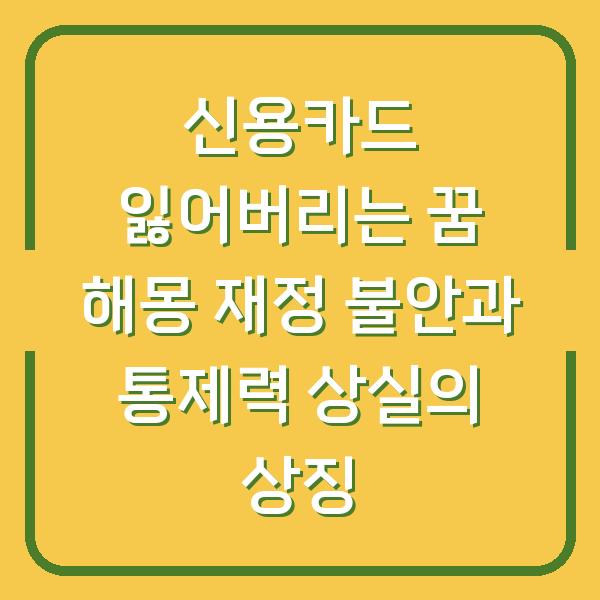 신용카드 잃어버리는 꿈 해몽 재정 불안과 통제력 상실의 상징