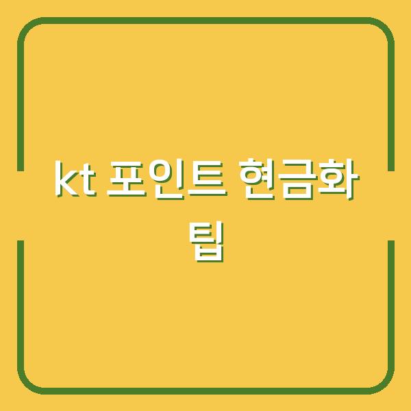 kt 포인트 현금화 팁