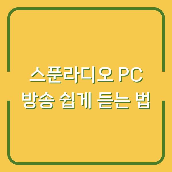 스푼라디오 PC 방송 쉽게 듣는 법