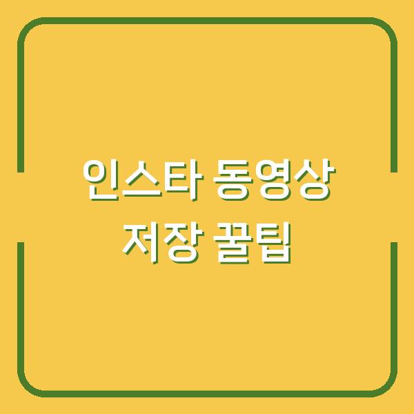 인스타 동영상 저장 꿀팁