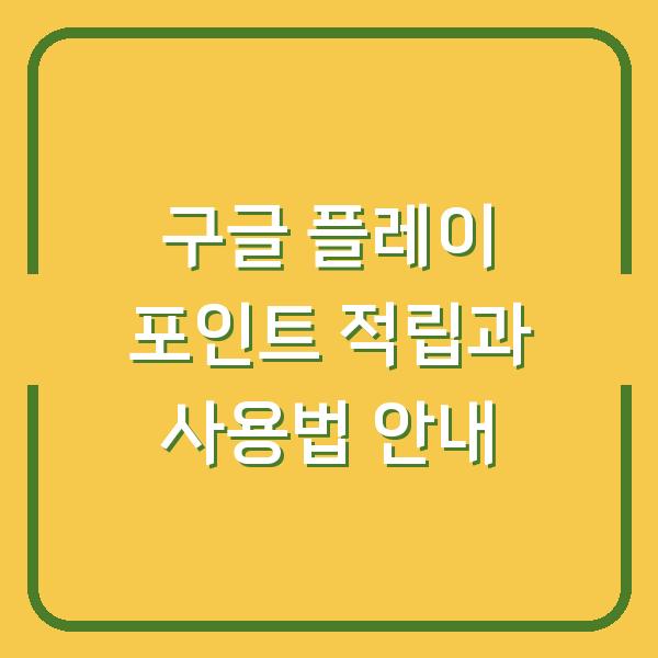 구글 플레이 포인트 적립과 사용법 안내