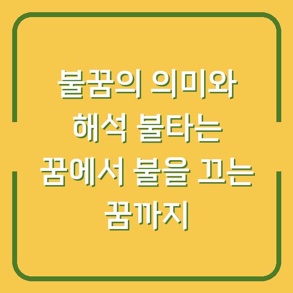불꿈의 의미와 해석 불타는 꿈에서 불을 끄는 꿈까지