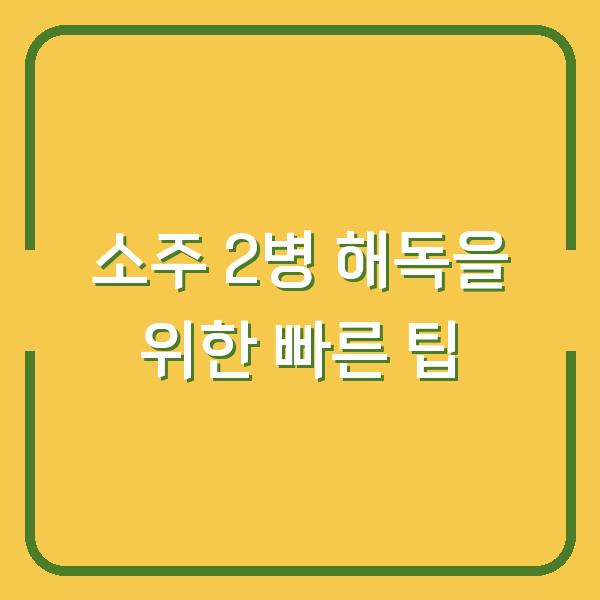 소주 2병 해독을 위한 빠른 팁